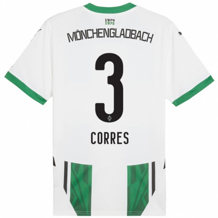 Kandiny Enfant Maillot Carolin Corres #3 Blanc Vert Tenues Domicile 2024/25 T-Shirt