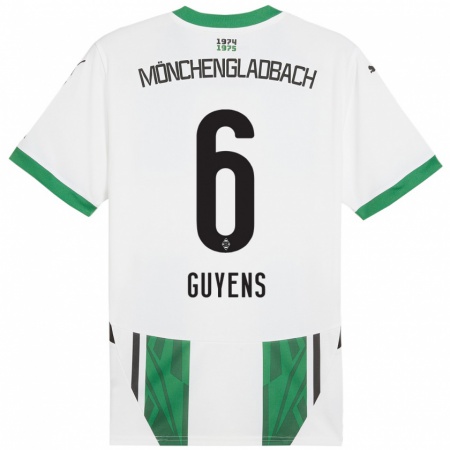 Kandiny Enfant Maillot Emily Guyens #6 Blanc Vert Tenues Domicile 2024/25 T-Shirt