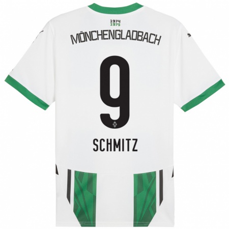 Kandiny Enfant Maillot Sarah Schmitz #9 Blanc Vert Tenues Domicile 2024/25 T-Shirt