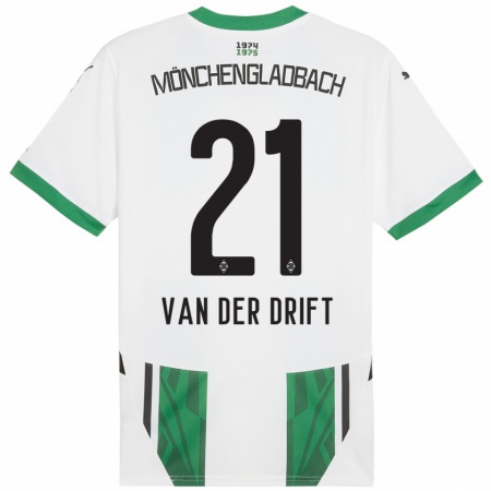 Kandiny Enfant Maillot Suus Van Der Drift #21 Blanc Vert Tenues Domicile 2024/25 T-Shirt