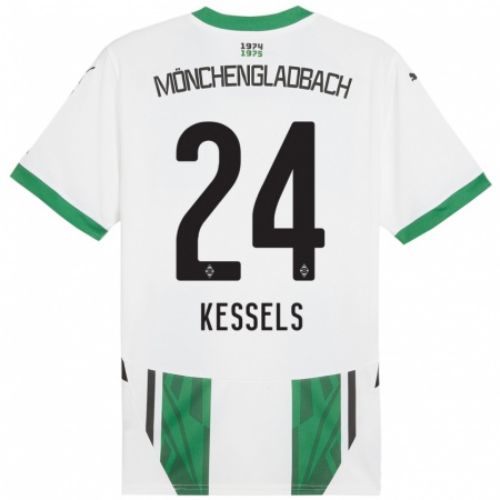 Kandiny Enfant Maillot Imke Kessels #24 Blanc Vert Tenues Domicile 2024/25 T-Shirt