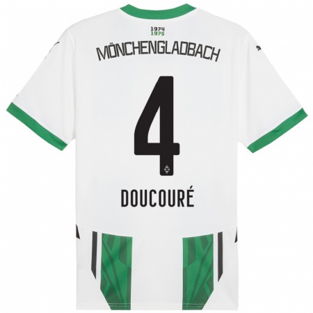 Kandiny Enfant Maillot Mamadou Doucouré #4 Blanc Vert Tenues Domicile 2024/25 T-Shirt