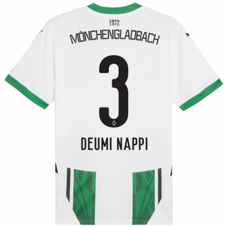 Kandiny Enfant Maillot Dimitrie Deumi Nappi #3 Blanc Vert Tenues Domicile 2024/25 T-Shirt