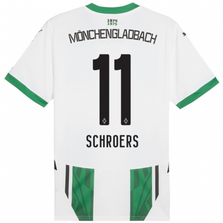 Kandiny Enfant Maillot Mika Schroers #11 Blanc Vert Tenues Domicile 2024/25 T-Shirt