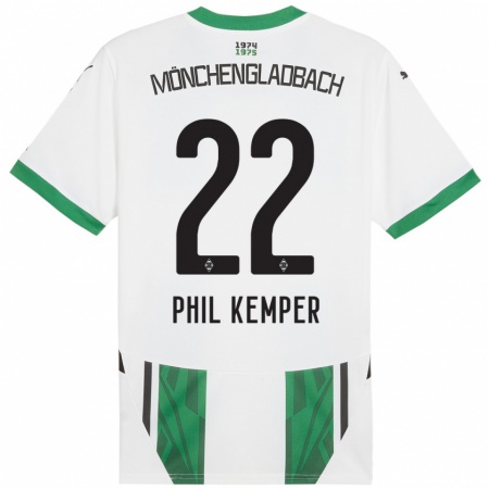 Kandiny Enfant Maillot Phil Kemper #22 Blanc Vert Tenues Domicile 2024/25 T-Shirt