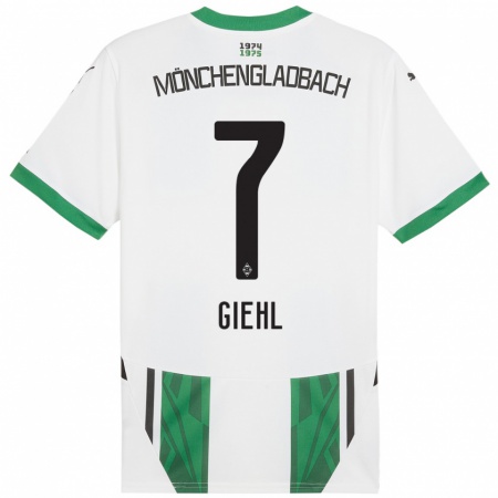 Kandiny Enfant Maillot Madita Giehl #7 Blanc Vert Tenues Domicile 2024/25 T-Shirt