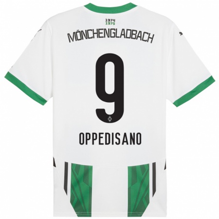 Kandiny Enfant Maillot Valentina Oppedisano #9 Blanc Vert Tenues Domicile 2024/25 T-Shirt