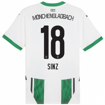 Kandiny Enfant Maillot Michelle Sinz #18 Blanc Vert Tenues Domicile 2024/25 T-Shirt