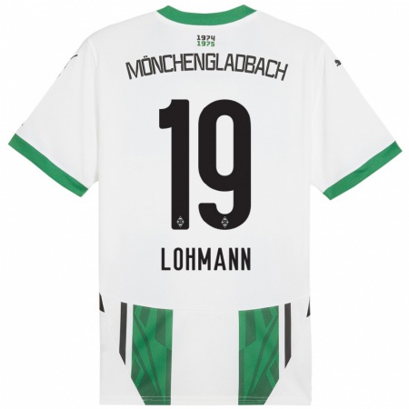 Kandiny Enfant Maillot Mona Lohmann #19 Blanc Vert Tenues Domicile 2024/25 T-Shirt