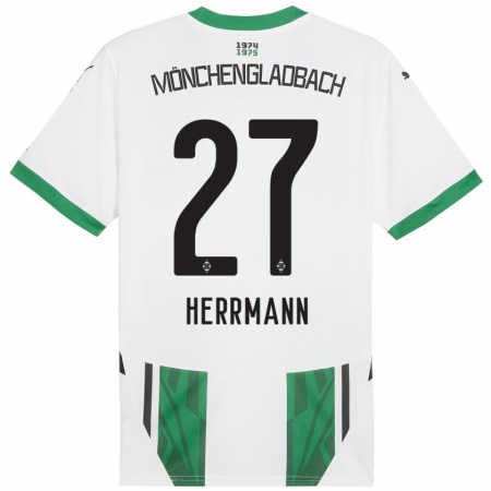 Kandiny Enfant Maillot Michelle Herrmann #27 Blanc Vert Tenues Domicile 2024/25 T-Shirt