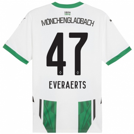 Kandiny Enfant Maillot Kim Everaerts #47 Blanc Vert Tenues Domicile 2024/25 T-Shirt