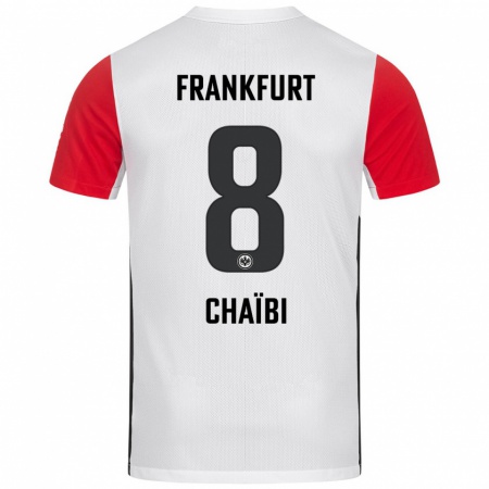 Kandiny Enfant Maillot Farès Chaïbi #8 Blanc Rouge Tenues Domicile 2024/25 T-Shirt