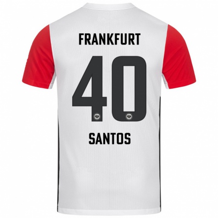 Kandiny Enfant Maillot Kauã Santos #40 Blanc Rouge Tenues Domicile 2024/25 T-Shirt