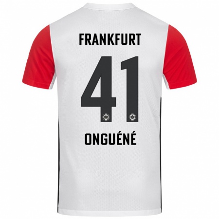 Kandiny Enfant Maillot Jérôme Onguéné #41 Blanc Rouge Tenues Domicile 2024/25 T-Shirt