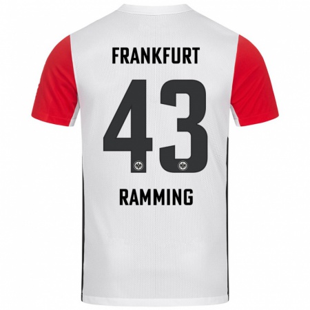 Kandiny Enfant Maillot Nils Ramming #43 Blanc Rouge Tenues Domicile 2024/25 T-Shirt