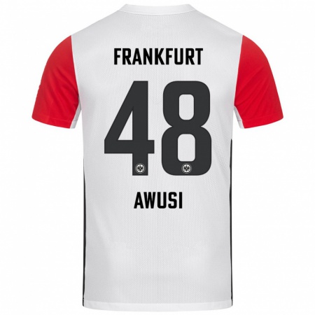 Kandiny Enfant Maillot Junior Awusi #48 Blanc Rouge Tenues Domicile 2024/25 T-Shirt