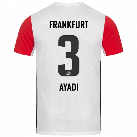 Kandiny Enfant Maillot Akram Ayadi #3 Blanc Rouge Tenues Domicile 2024/25 T-Shirt