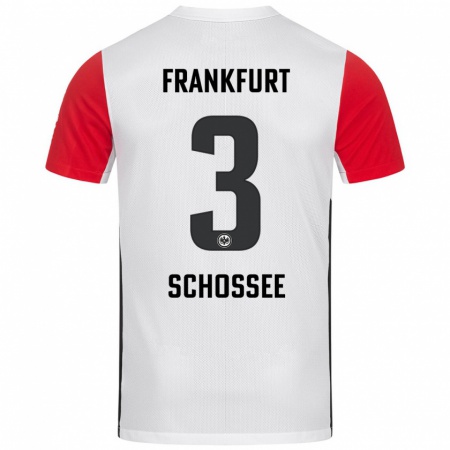 Kandiny Enfant Maillot Maurice Schossee #3 Blanc Rouge Tenues Domicile 2024/25 T-Shirt