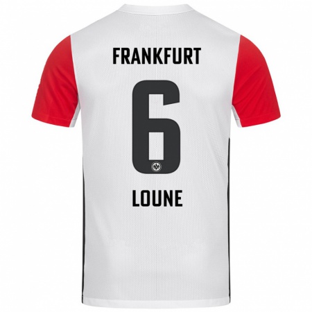 Kandiny Enfant Maillot Adam Loune #6 Blanc Rouge Tenues Domicile 2024/25 T-Shirt