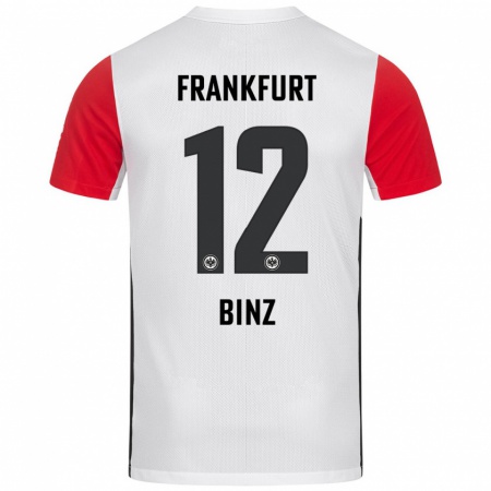 Kandiny Enfant Maillot Sam Binz #12 Blanc Rouge Tenues Domicile 2024/25 T-Shirt