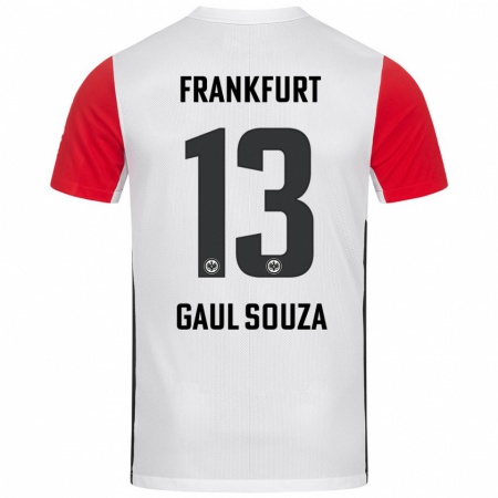 Kandiny Enfant Maillot Alessandro Gaul Souza #13 Blanc Rouge Tenues Domicile 2024/25 T-Shirt