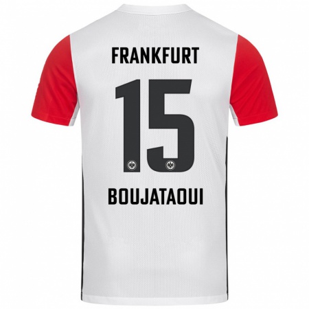 Kandiny Enfant Maillot Tarik Boujataoui #15 Blanc Rouge Tenues Domicile 2024/25 T-Shirt