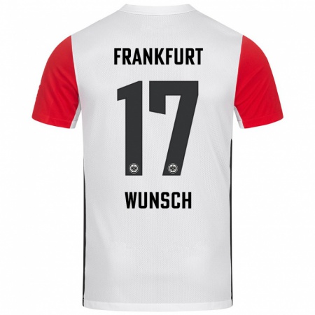 Kandiny Enfant Maillot Paul Wünsch #17 Blanc Rouge Tenues Domicile 2024/25 T-Shirt