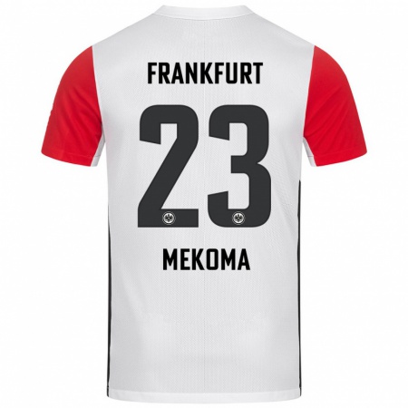 Kandiny Enfant Maillot Jamal Mekoma #23 Blanc Rouge Tenues Domicile 2024/25 T-Shirt