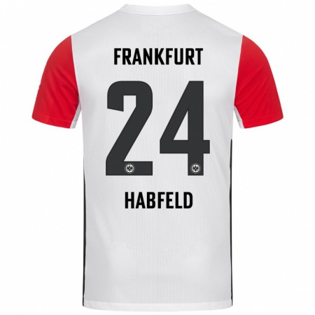 Kandiny Enfant Maillot Josef Haßfeld #24 Blanc Rouge Tenues Domicile 2024/25 T-Shirt