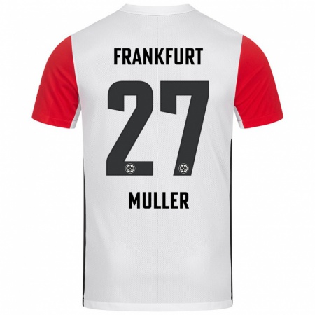 Kandiny Enfant Maillot Mark Müller #27 Blanc Rouge Tenues Domicile 2024/25 T-Shirt