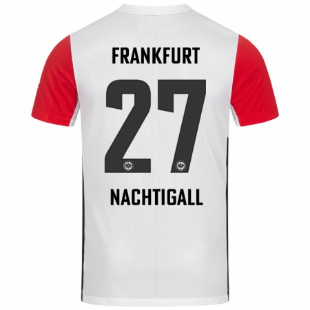 Kandiny Enfant Maillot Sophie Nachtigall #27 Blanc Rouge Tenues Domicile 2024/25 T-Shirt