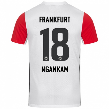 Kandiny Enfant Maillot Jessic Ngankam #18 Blanc Rouge Tenues Domicile 2024/25 T-Shirt