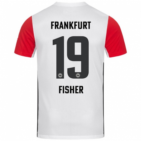 Kandiny Enfant Maillot Ben-Luca Fisher #19 Blanc Rouge Tenues Domicile 2024/25 T-Shirt