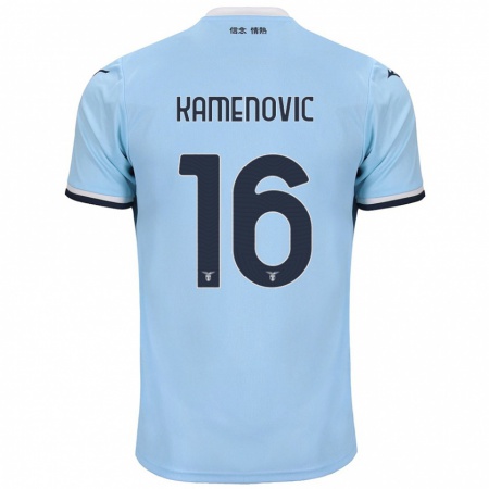 Kandiny Enfant Maillot Dimitrije Kamenović #16 Bleu Tenues Domicile 2024/25 T-Shirt