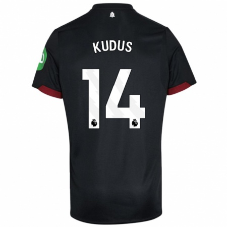 Kandiny Enfant Maillot Mohammed Kudus #14 Noir Blanc Tenues Extérieur 2024/25 T-Shirt