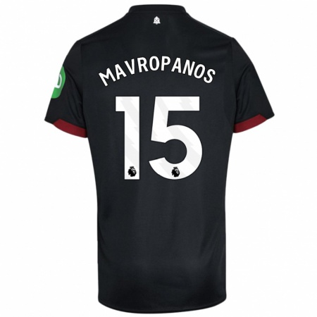 Kandiny Enfant Maillot Konstantinos Mavropanos #15 Noir Blanc Tenues Extérieur 2024/25 T-Shirt