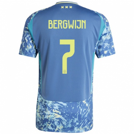 Kandiny Enfant Maillot Steven Bergwijn #7 Gris Bleu Jaune Tenues Extérieur 2024/25 T-Shirt