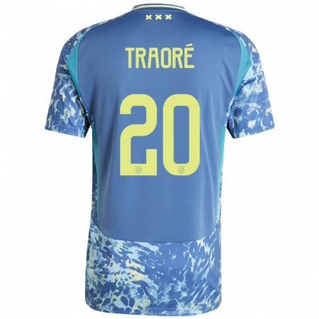 Kandiny Enfant Maillot Bertrand Traoré #20 Gris Bleu Jaune Tenues Extérieur 2024/25 T-Shirt