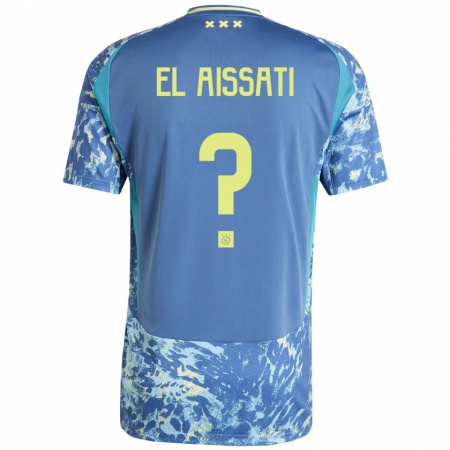 Kandiny Enfant Maillot Yasser El Aissati #0 Gris Bleu Jaune Tenues Extérieur 2024/25 T-Shirt