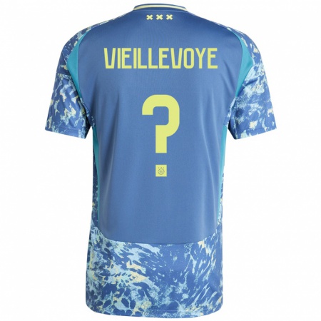 Kandiny Enfant Maillot Luka Vieillevoye #0 Gris Bleu Jaune Tenues Extérieur 2024/25 T-Shirt