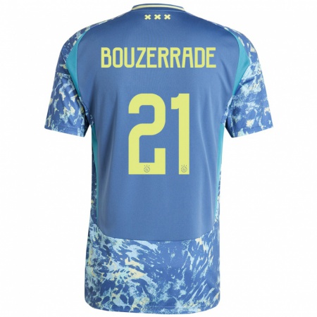 Kandiny Enfant Maillot Zaina Bouzerrade #21 Gris Bleu Jaune Tenues Extérieur 2024/25 T-Shirt