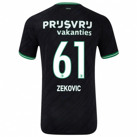 Kandiny Enfant Maillot Aleks Zekovic #61 Noir Vert Tenues Extérieur 2024/25 T-Shirt