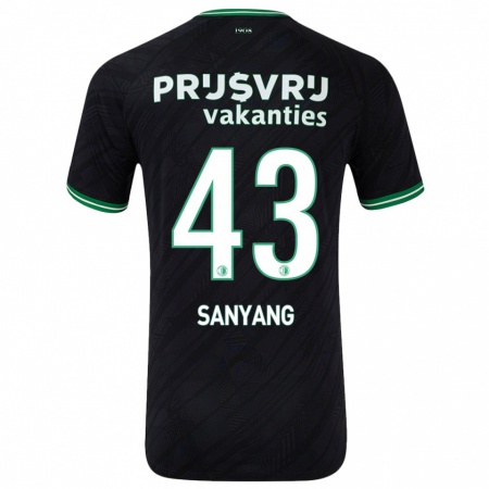 Kandiny Enfant Maillot Amadou-David Sanyang #43 Noir Vert Tenues Extérieur 2024/25 T-Shirt