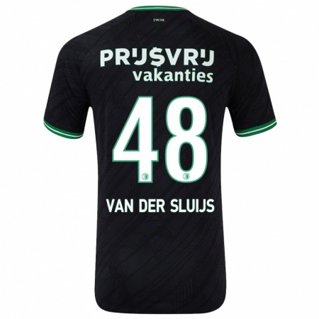 Kandiny Enfant Maillot Joep Van Der Sluijs #48 Noir Vert Tenues Extérieur 2024/25 T-Shirt