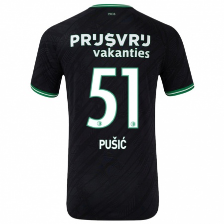 Kandiny Enfant Maillot Noah Pušić #51 Noir Vert Tenues Extérieur 2024/25 T-Shirt