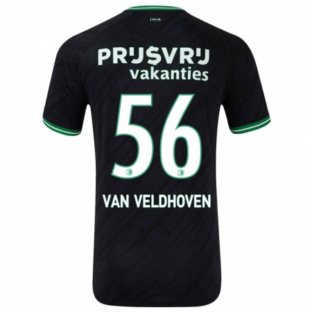 Kandiny Enfant Maillot Kars Van Veldhoven #56 Noir Vert Tenues Extérieur 2024/25 T-Shirt