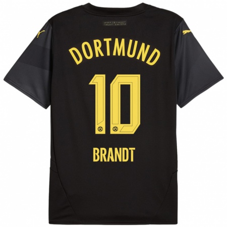 Kandiny Enfant Maillot Julian Brandt #10 Noir Jaune Tenues Extérieur 2024/25 T-Shirt