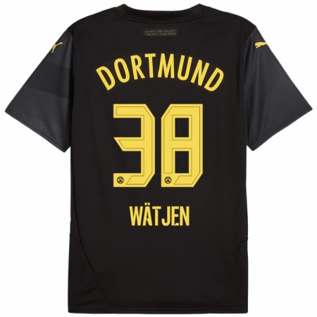 Kandiny Enfant Maillot Kjell Wätjen #38 Noir Jaune Tenues Extérieur 2024/25 T-Shirt