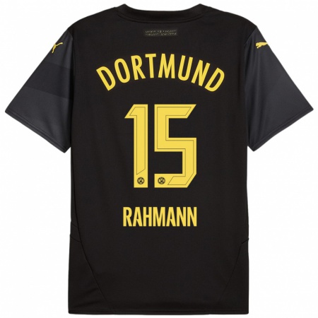 Kandiny Enfant Maillot Luke Rahmann #15 Noir Jaune Tenues Extérieur 2024/25 T-Shirt