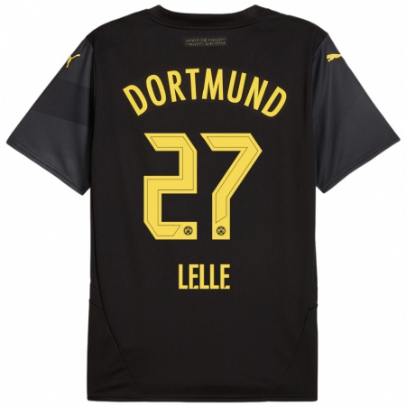 Kandiny Enfant Maillot David Lelle #27 Noir Jaune Tenues Extérieur 2024/25 T-Shirt